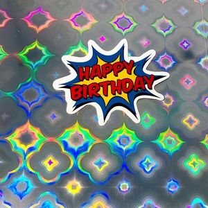 HAPPY BIRTHDAY Action Bubble Comic Book Vibes Contrast Sticker